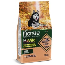 Monge Dog BWild GRAIN FREE беззерновой корм из лосося и гороха для взрослых собак всех пород 2,5 кг